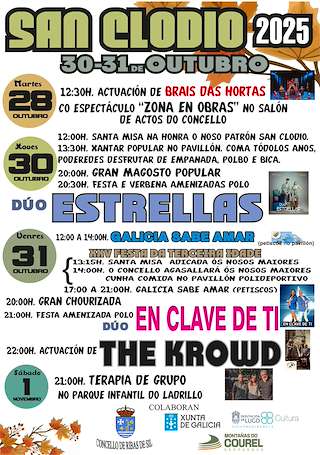 Fechas, información, programa, cartel, imágenes, mapa y ubicación de Festas de San Clodio (2025)  en  Ribas de Sil