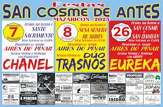 Fechas, información, programa, cartel, imágenes, mapa y ubicación de Festas de San Cosme de Antes  en  Mazaricos