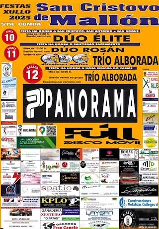 Fechas, información, programa, cartel, imágenes, mapa y ubicación de Festas de San Cristovo de Mallón  en  Santa Comba