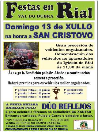 Fechas, información, programa, cartel, imágenes, mapa y ubicación de Festas de San Cristovo e do Carme de Rial  en  Val do Dubra
