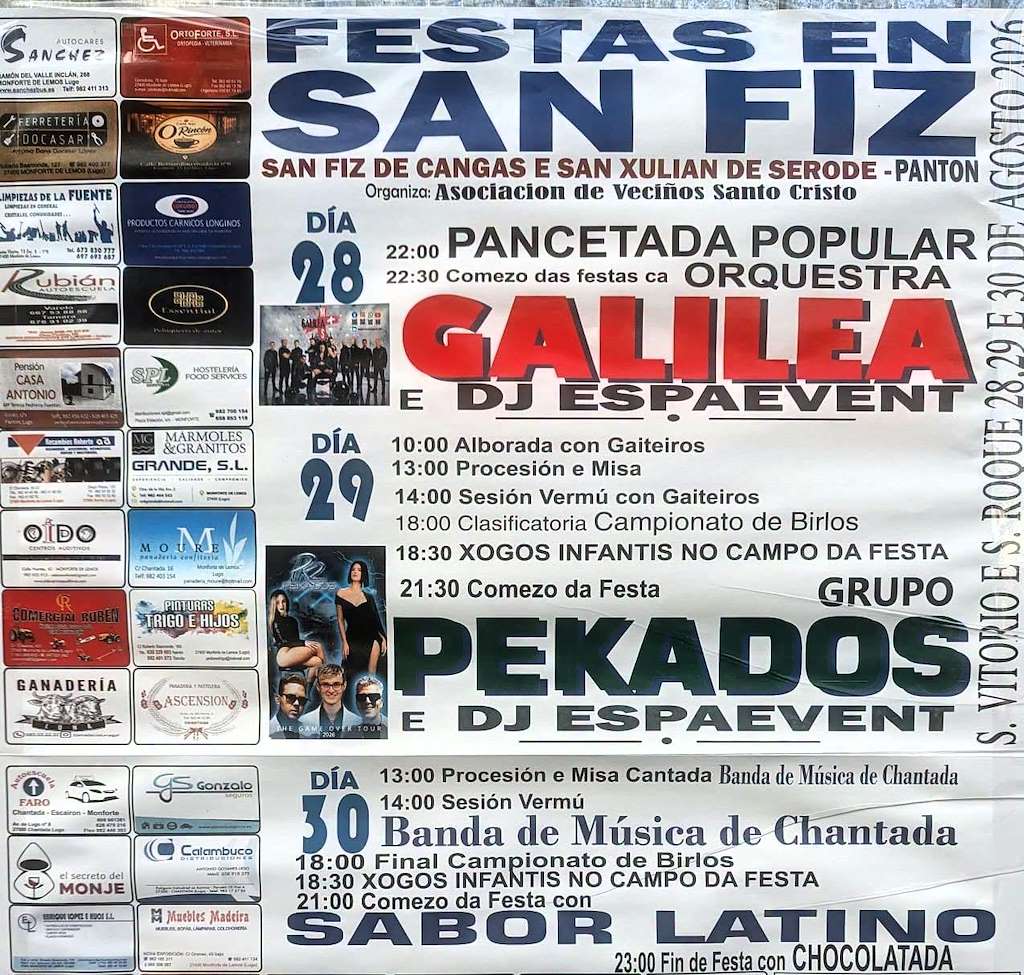 Festas de San Fiz (2026) en Pantón