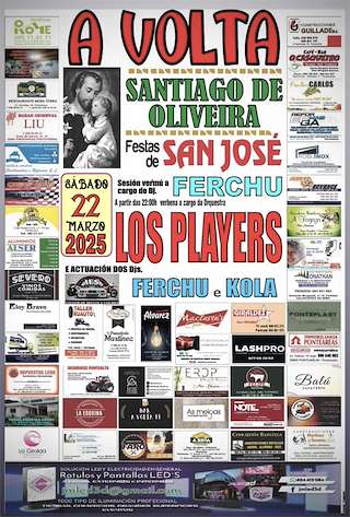 Fechas, información, programa, cartel, imágenes, mapa y ubicación de Festas de San José de Santiago de Oliveira  en  Ponteareas