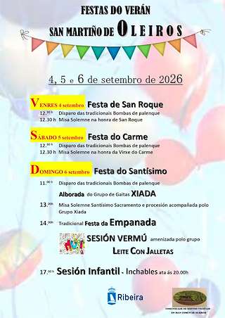 Fechas, información, programa, cartel, imágenes, mapa y ubicación de Festas de San Martiño de Oleiros (2026) en Ribeira