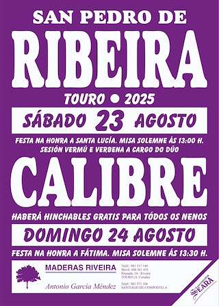 Fechas, información, programa, cartel, imágenes, mapa y ubicación de Festas de San Pedro de Ribeira  en  Touro