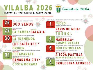 Fechas, información, programa, cartel, imágenes, mapa y ubicación de Festas de San Ramón e Santa María (2026) en Vilalba
