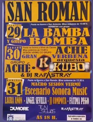 Fechas, información, programa, cartel, imágenes, mapa y ubicación de Festas de San Román  en  Laracha
