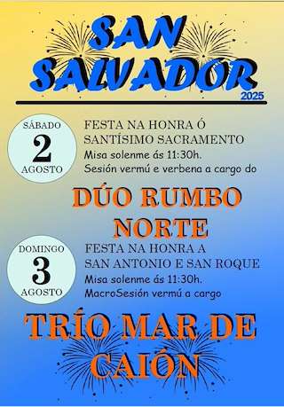 Fechas, información, programa, cartel, imágenes, mapa y ubicación de Festas de San Salvador  en  Santa Comba