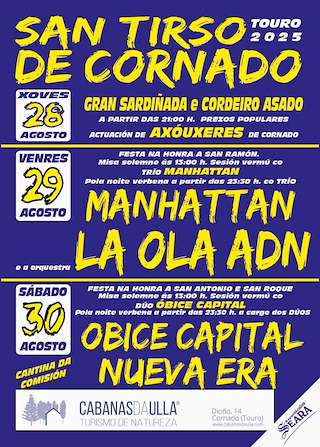 Fechas, información, programa, cartel, imágenes, mapa y ubicación de Festas de San Tirso de Cornado  en  Touro