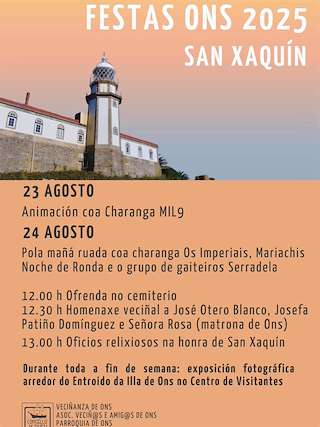 Fechas, información, programa, cartel, imágenes, mapa y ubicación de Festas de San Xaquín de Ons  en  Bueu