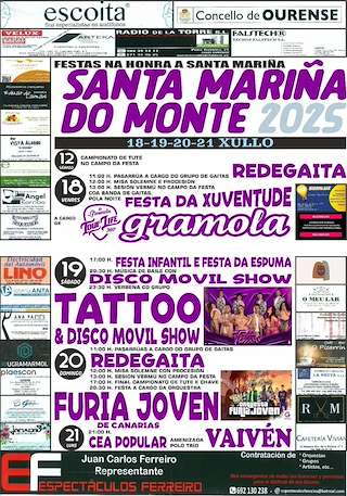 Fechas, información, programa, cartel, imágenes, mapa y ubicación de Festas de Santa Mariña do Monte  en  Ourense