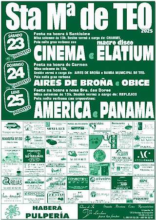 Fechas, información, programa, cartel, imágenes, mapa y ubicación de Festas de Santa María  en  Teo