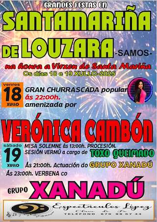 Fechas, información, programa, cartel, imágenes, mapa y ubicación de Festas de Santamariña de Louzara   en  Samos