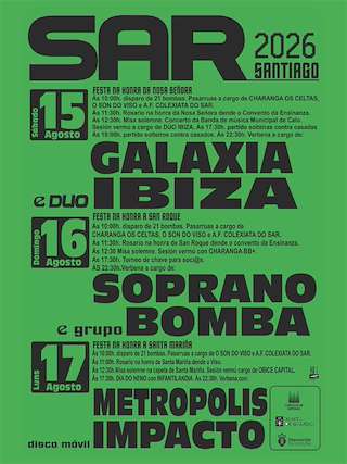 Fechas, información, programa, cartel, imágenes, mapa y ubicación de Festas de Sar (2026) en Santiago de Compostela