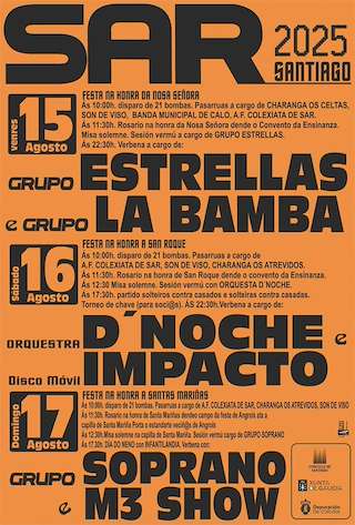 Fechas, información, programa, cartel, imágenes, mapa y ubicación de Festas de Sar  en  Santiago de Compostela