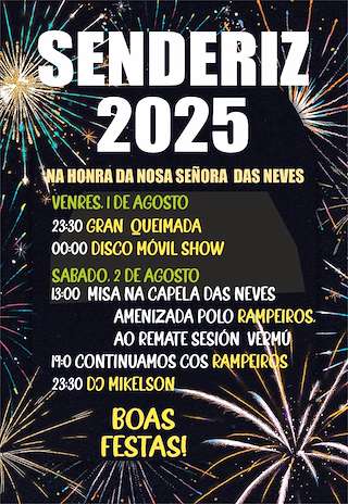 Fechas, información, programa, cartel, imágenes, mapa y ubicación de Festas de Senderiz  en  Lobeira