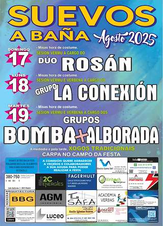 Fechas, información, programa, cartel, imágenes, mapa y ubicación de Festas de Suevos  en  A Baña