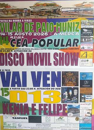 Fechas, información, programa, cartel, imágenes, mapa y ubicación de Festas de Vilar de Paio Muñiz (2026) en A Merca