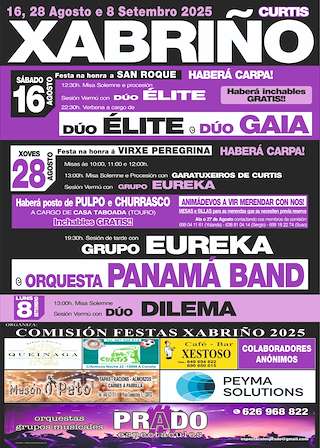 Fechas, información, programa, cartel, imágenes, mapa y ubicación de Festas de Xabriño  en  Curtis