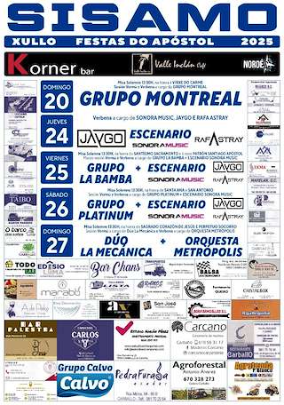 Fechas, información, programa, cartel, imágenes, mapa y ubicación de Festas do Apóstol de Sísamo  en  Carballo