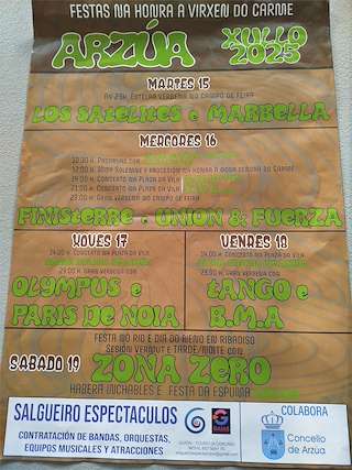 Fechas, información, programa, cartel, imágenes, mapa y ubicación de Festas do Carme  en  Arzúa