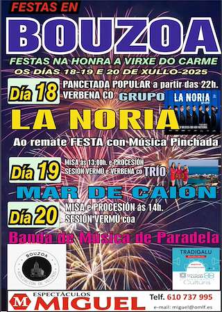 Fechas, información, programa, cartel, imágenes, mapa y ubicación de Festas do Carme de Bouzoa  en  Taboada