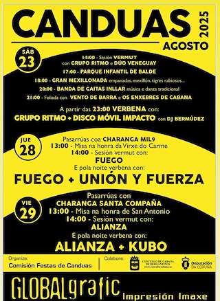 Fechas, información, programa, cartel, imágenes, mapa y ubicación de Festas do Carme de Cánduas  en  Cabana de Bergantiños