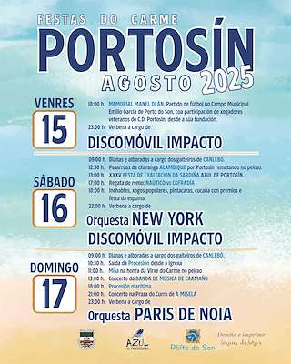 Fechas, información, programa, cartel, imágenes, mapa y ubicación de Festas do Carme de Portosin