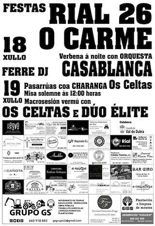 Fechas, información, programa, cartel, imágenes, mapa y ubicación de Festas do Carme de Rial (2026)  en  Val do Dubra