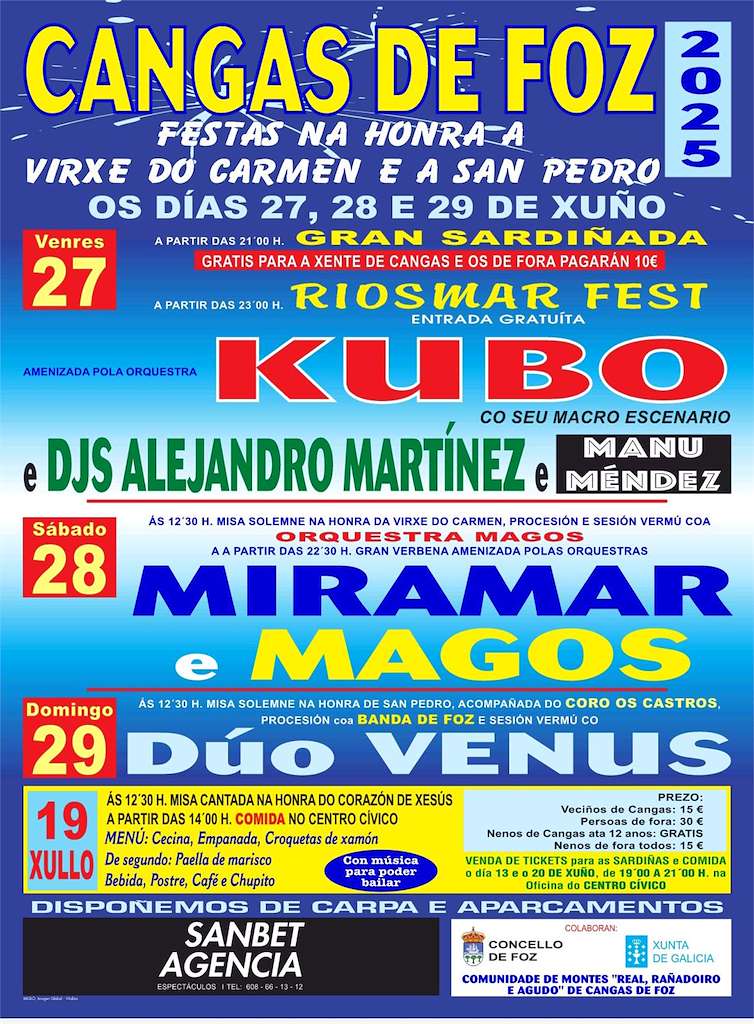 Festas do Carme e San Pedro de Cangas (2025) en Foz