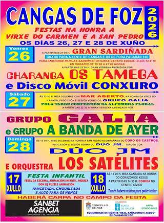 Fechas, información, programa, cartel, imágenes, mapa y ubicación de Festas do Carme e San Pedro de Cangas (2026) en Foz