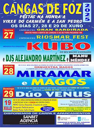 Fechas, información, programa, cartel, imágenes, mapa y ubicación de Festas do Carme e San Pedro de Cangas  en  Foz