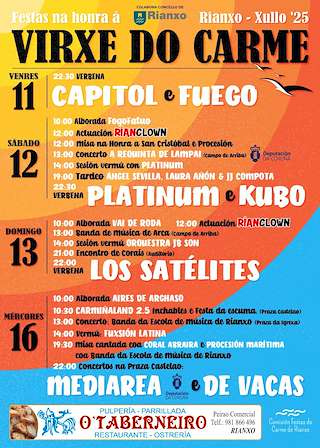 Fechas, información, programa, cartel, imágenes, mapa y ubicación de Festas do Carme  en  Rianxo