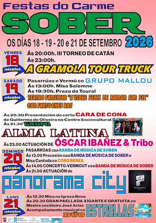 Fechas, información, programa, cartel, imágenes, mapa y ubicación de Festas do Carme (2026) en Sober