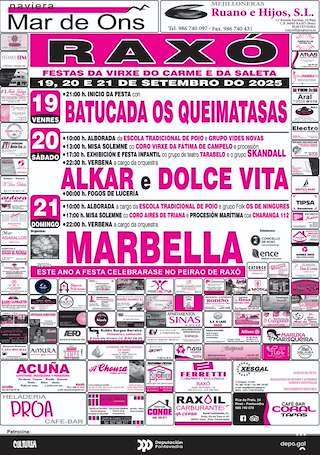 Fechas, información, programa, cartel, imágenes, mapa y ubicación de Festas do Carmen e Virxe da Saleta de Raxó  en  Poio