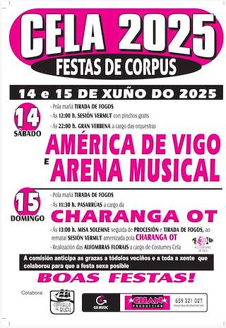 Fechas, información, programa, cartel, imágenes, mapa y ubicación de Festas do Corpus de Cela  en  Bueu