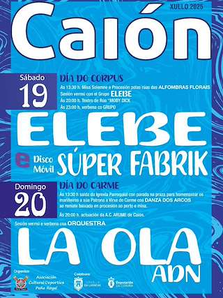 Fechas, información, programa, cartel, imágenes, mapa y ubicación de Festas do Corpus e do Carmen de Caión  en  Laracha