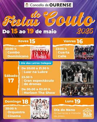 Fechas, información, programa, cartel, imágenes, mapa y ubicación de Festas do Couto  en  Ourense