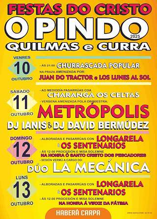 Fechas, información, programa, cartel, imágenes, mapa y ubicación de Festas do Cristo de O Pindo  en  Carnota
