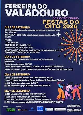 Fechas, información, programa, cartel, imágenes, mapa y ubicación de Festas do Oito e Santa María de Ferreira (2026) en O Valadouro