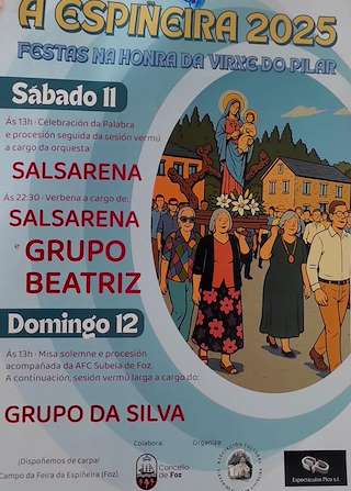 Fechas, información, programa, cartel, imágenes, mapa y ubicación de Festas do Pilar de A Espiñeira (2025)  en  Foz