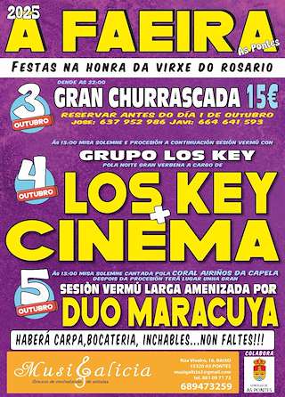 Fechas, información, programa, cartel, imágenes, mapa y ubicación de Festas do Rosario de Faeira (2025)  en  As Pontes de García Rodríguez