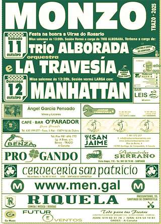 Fechas, información, programa, cartel, imágenes, mapa y ubicación de Festas do Rosario de Monzo (2025)  en  Trazo