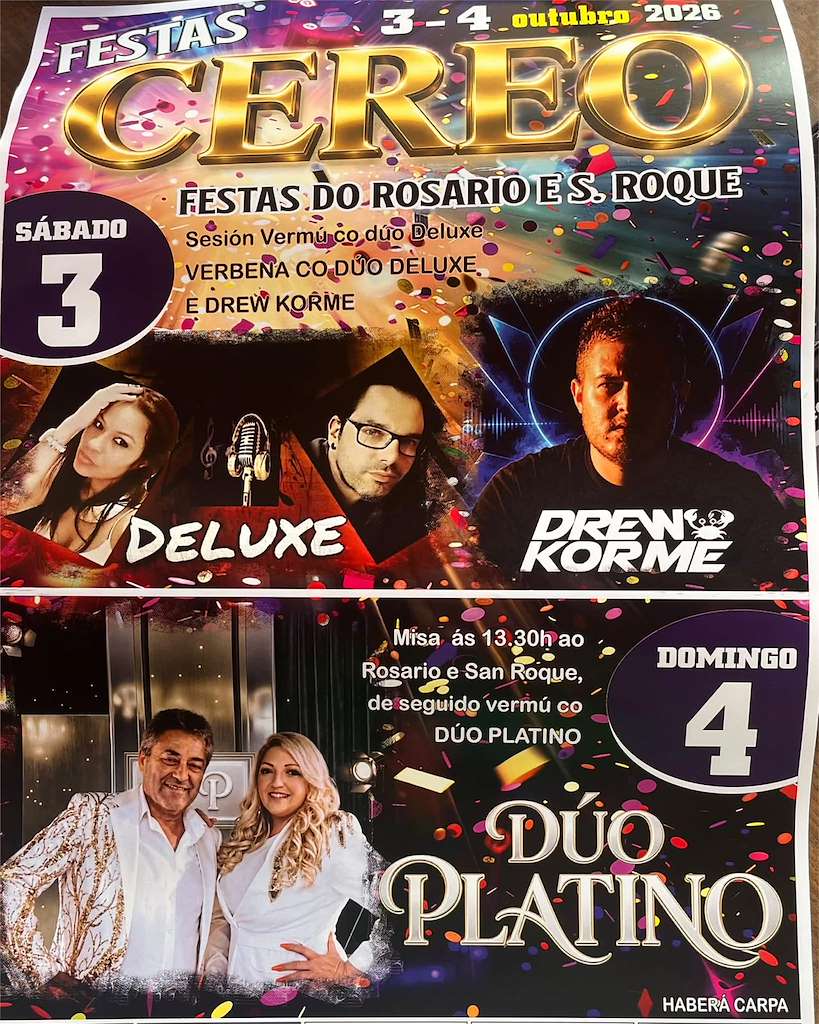Festas do Rosario e San Roque de Cereo (2026) en Coristanco