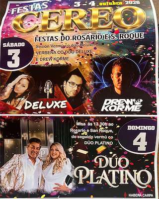 Fechas, información, programa, cartel, imágenes, mapa y ubicación de Festas do Rosario e San Roque de Cereo (2026)  en  Coristanco