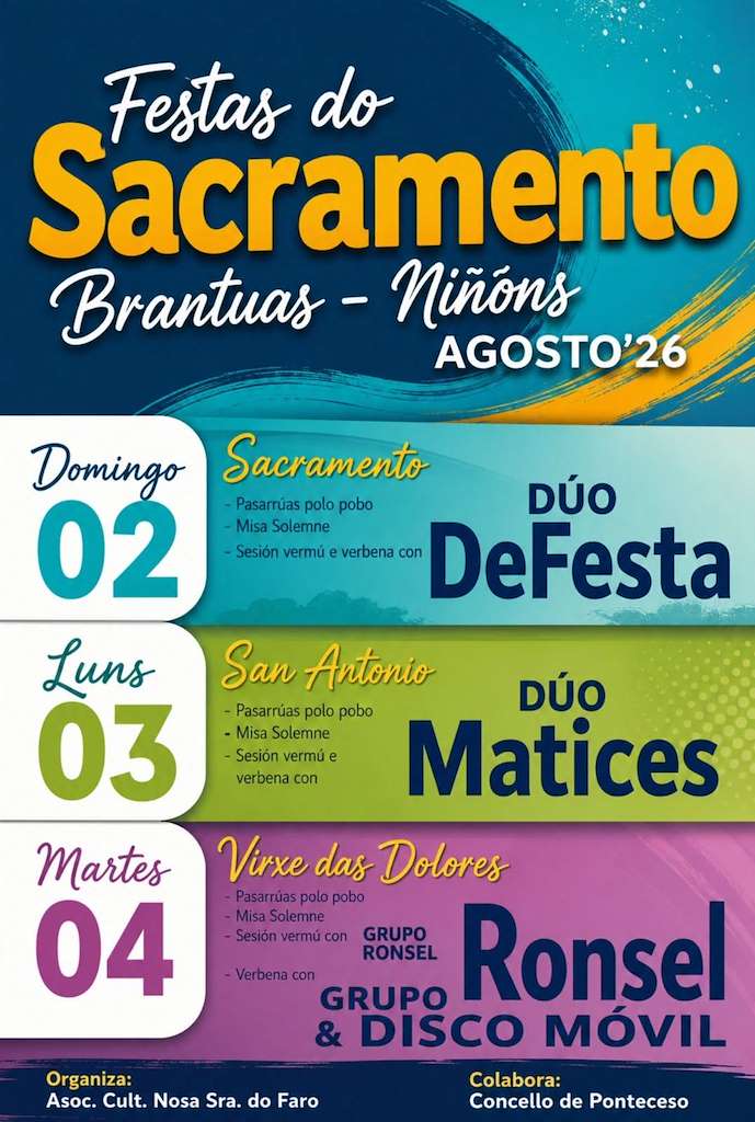 Festas do Sacramento de Brantuas - Niñóns (2026) en Ponteceso