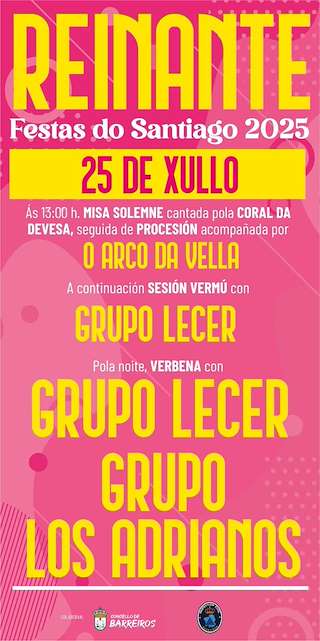 Fechas, información, programa, cartel, imágenes, mapa y ubicación de Festas do Santiago de Reinante   en  Barreiros