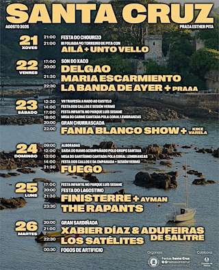 Fechas, información, programa, cartel, imágenes, mapa y ubicación de Festas do Santísimo e a Virxe do Carme de Santa Cruz  en  Oleiros