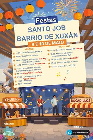 Fechas, información, programa, cartel, imágenes, mapa y ubicación de Festas do Santo Job de Xuxán (2026)  en  A Coruña