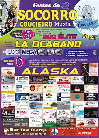 Fechas, información, programa, cartel, imágenes, mapa y ubicación de Festas do Socorro de Coucieiro  en  Muxía