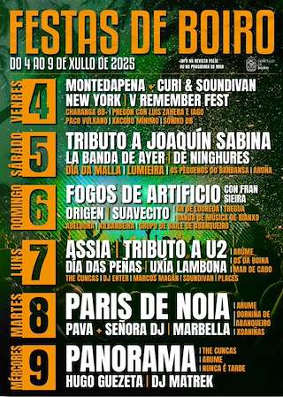 Fechas, información, programa, cartel, imágenes, mapa y ubicación de Festas do Verán  en  Boiro